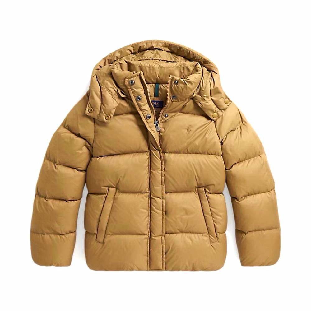 Polo Ralph Lauren Girls Removable Hood Jacket, Vintage Khaki, Large NWT